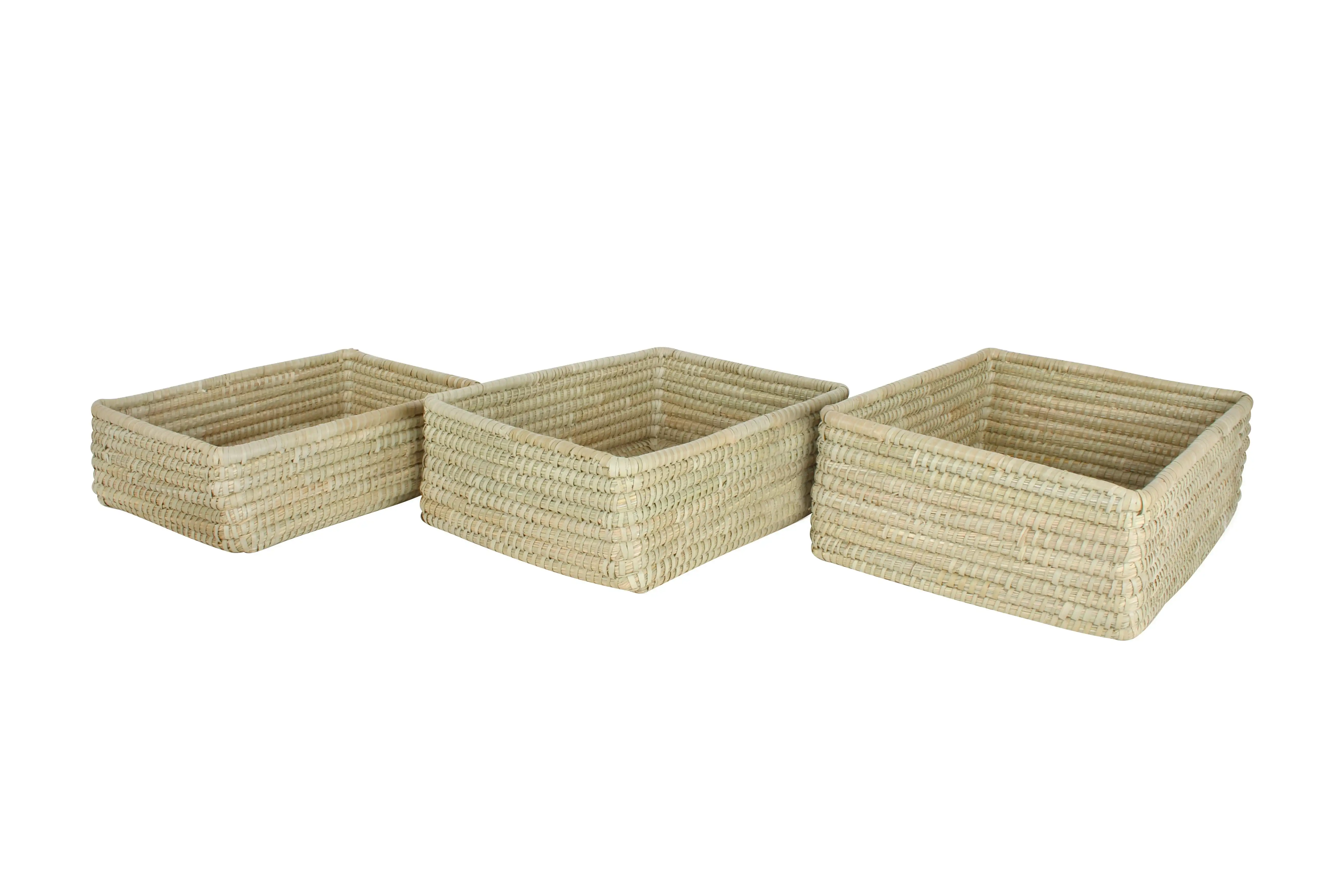 Macquarie Set Of 3 Palm Leaf Rectangle Baskets