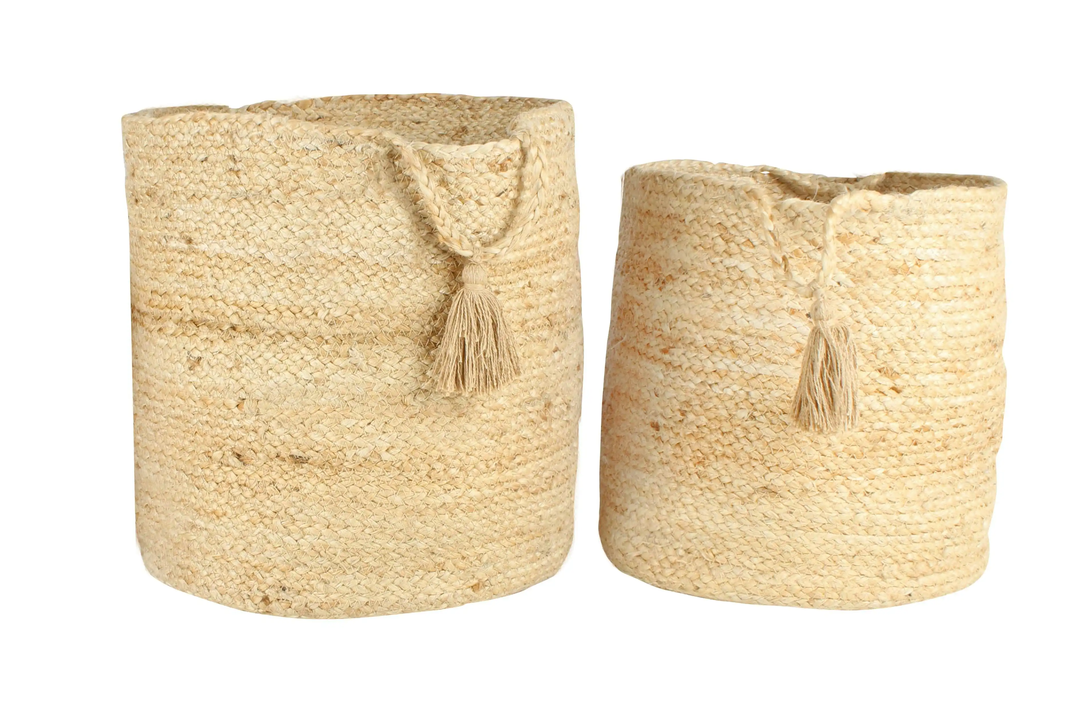 Breeze Jute Basket With/ Tassel Set Of 2