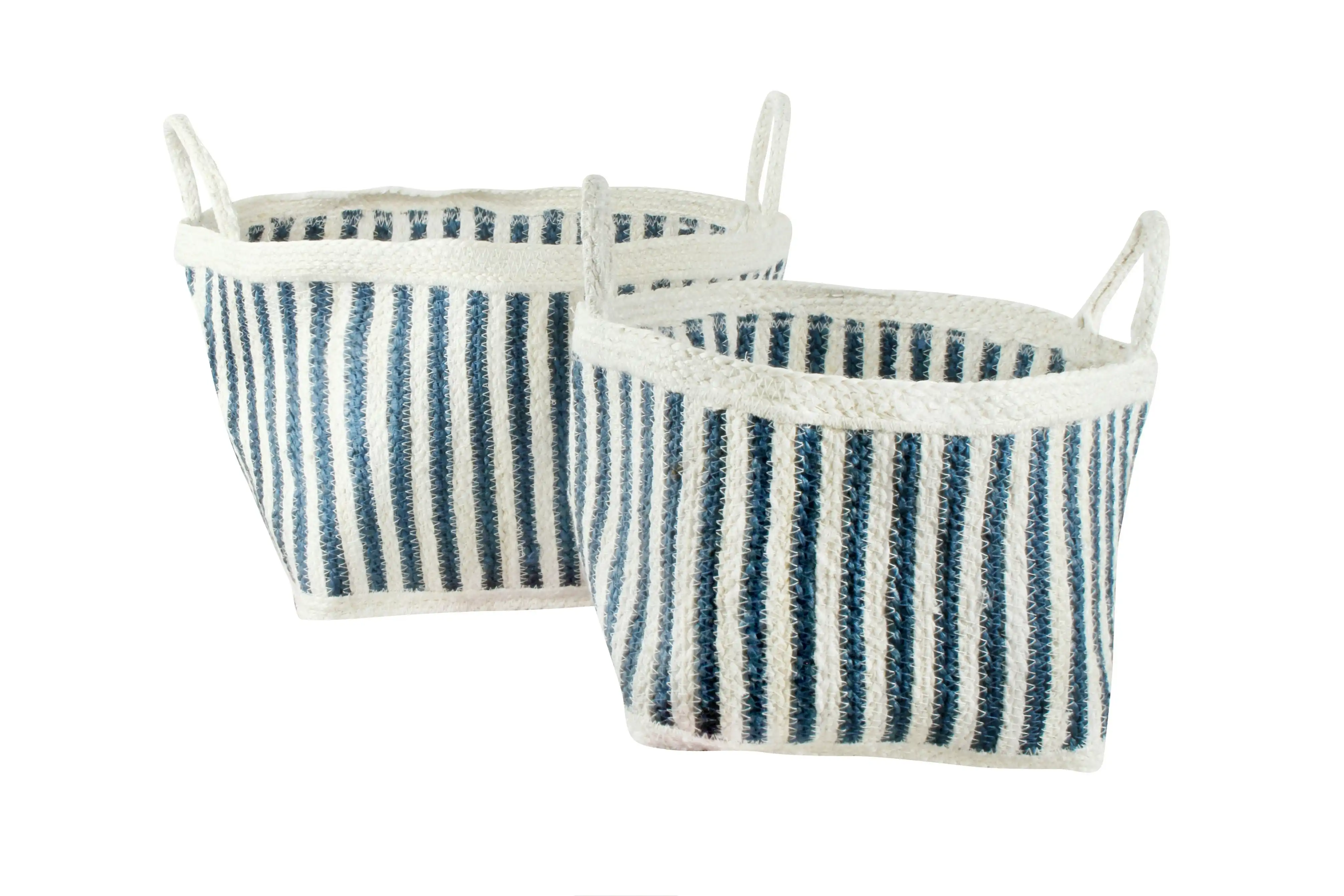 Haddie Stripe Jute Square Baskets Set Of 2