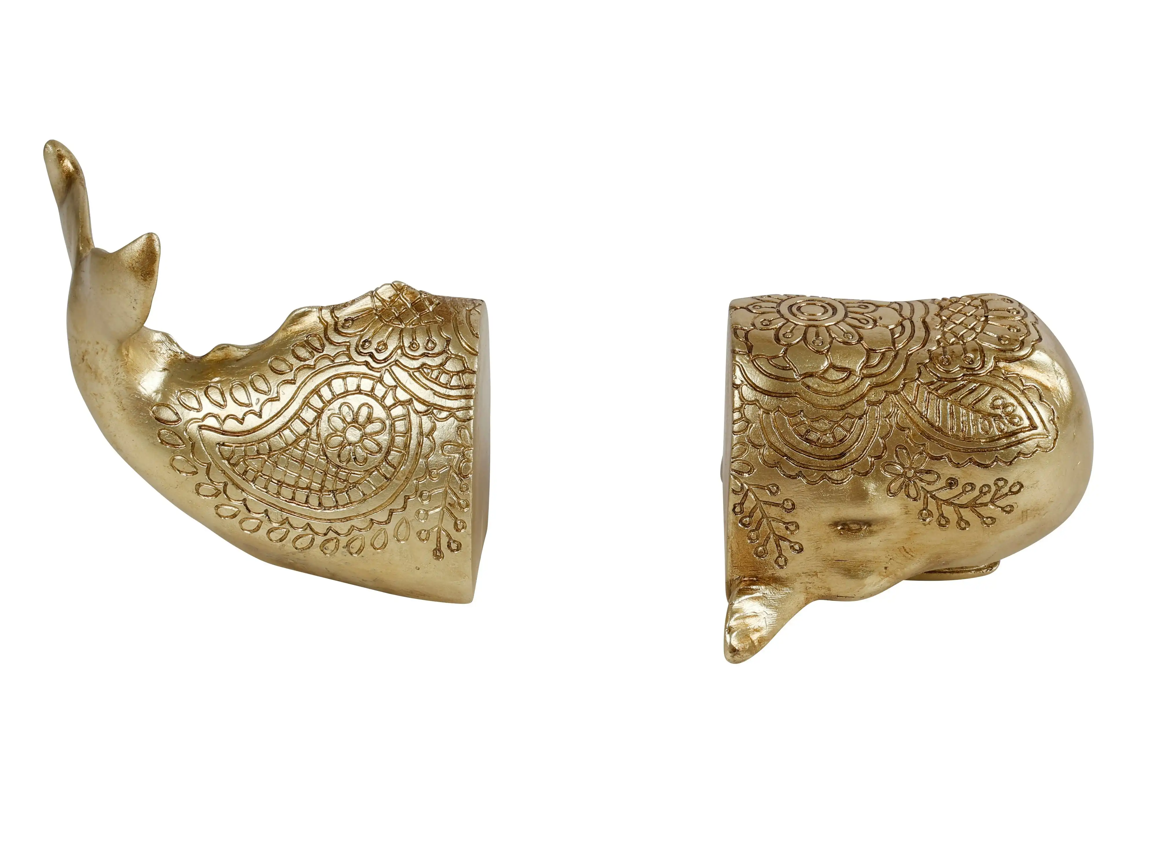 Gold Whale Bookends Decor 25 x 12 x 11.5cm