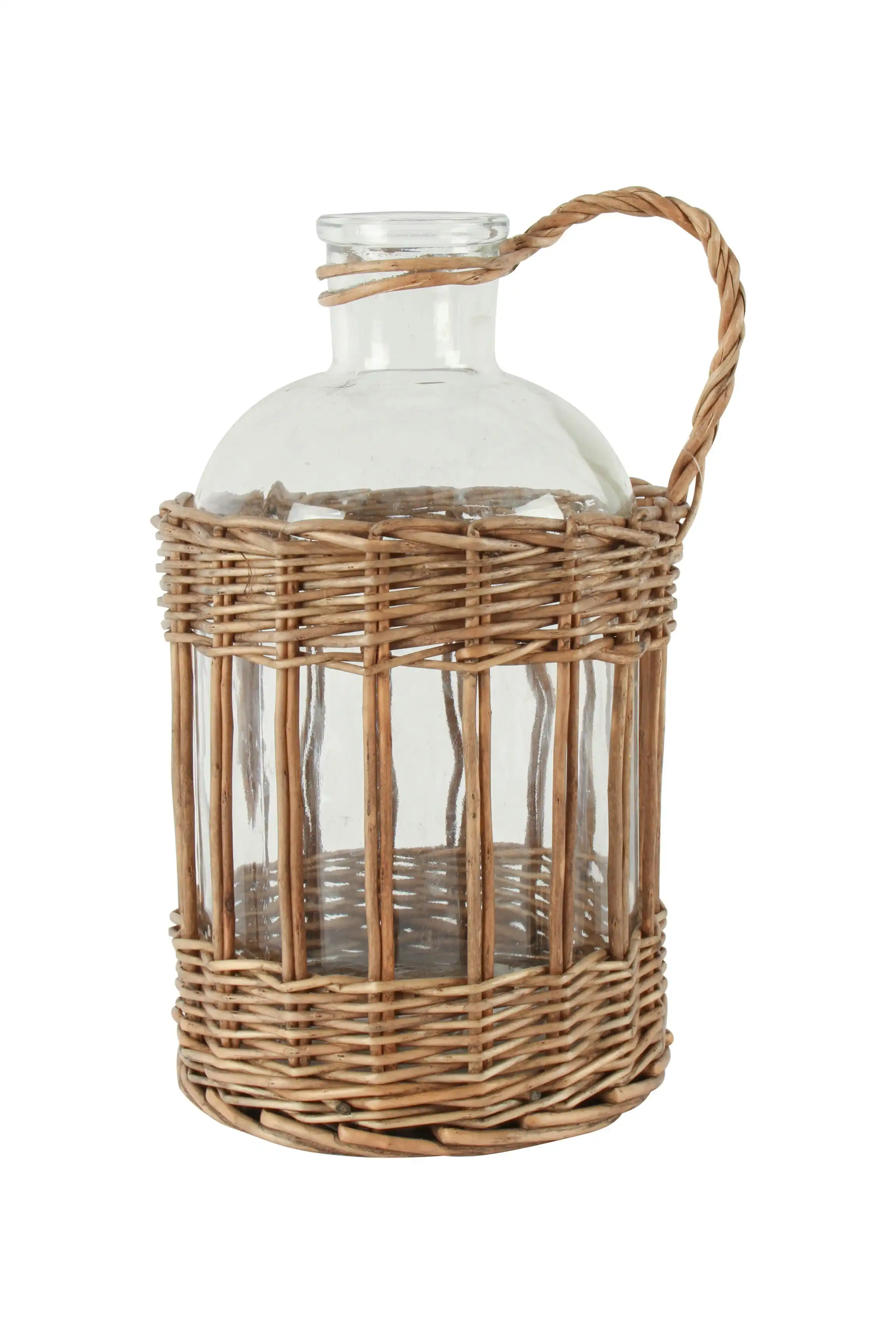 Jin Rattan Wrapped Glass Vase Wicker Rope Large