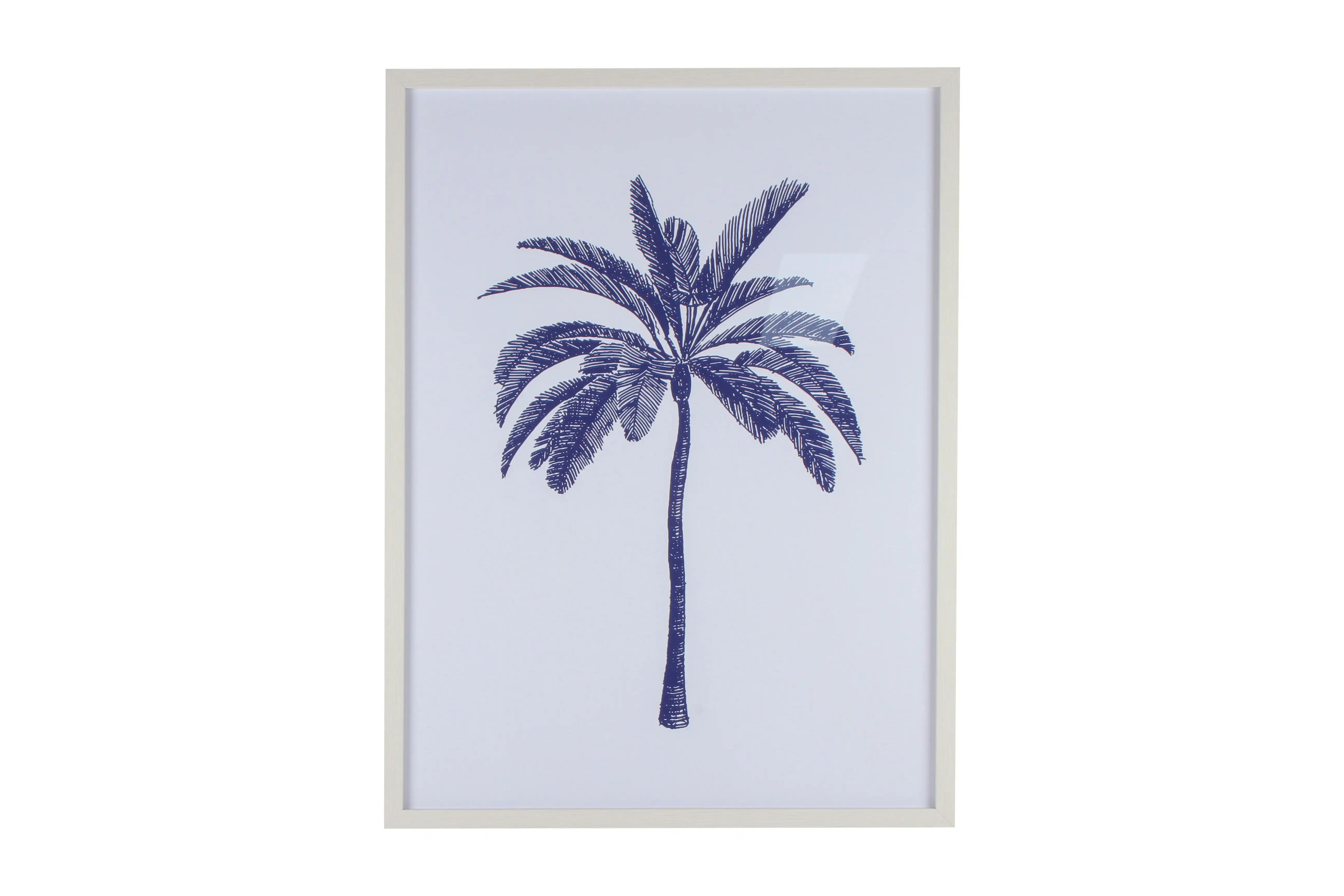 Belize Blue Watercolour Palm Framed Canvas 80 x 60cm