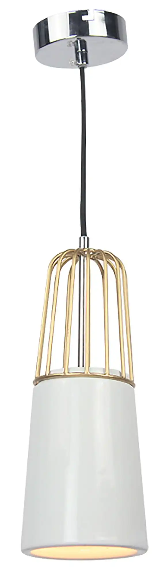 Pendant Light Brass Metal Wire White Porcelain