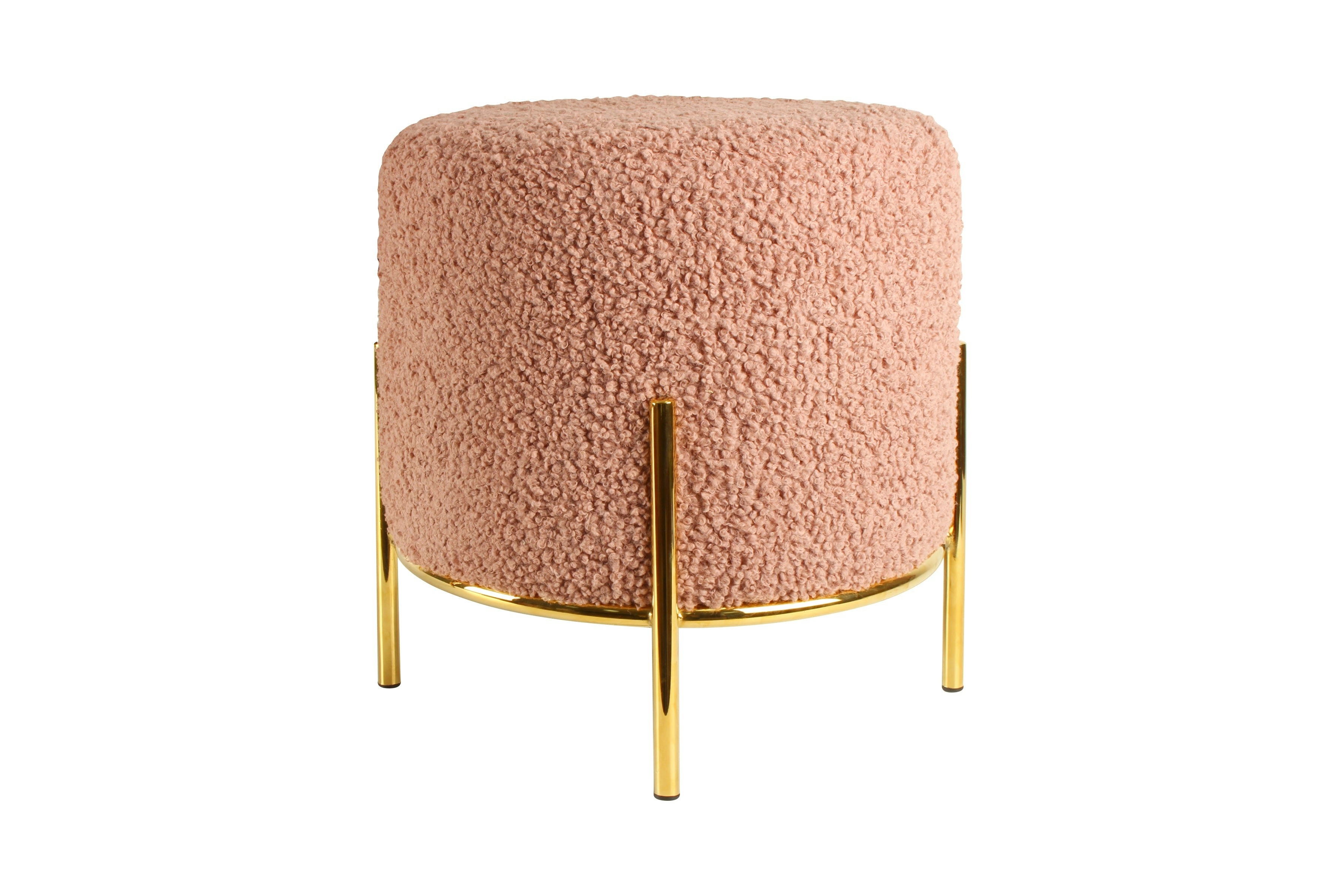 Dusty Pink Faux Sherpa Stool, Foot Rest, Side Table