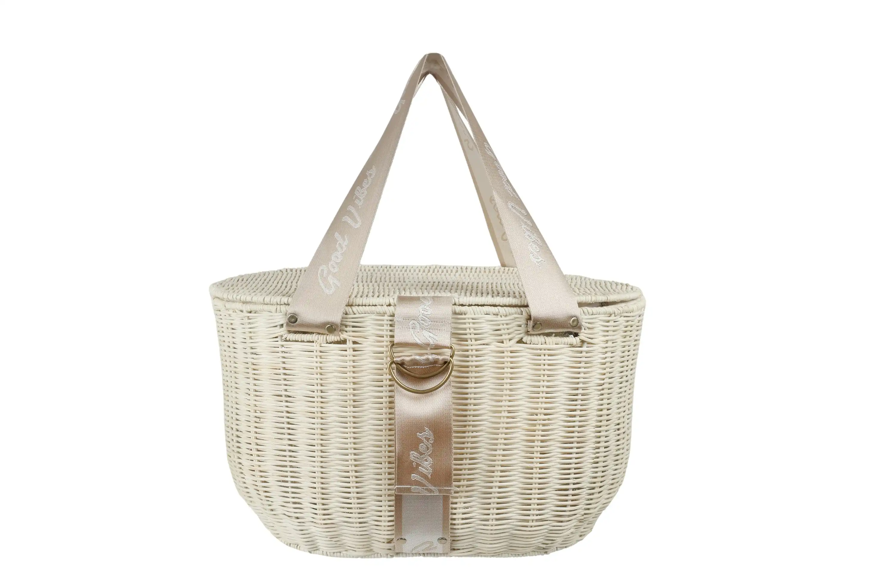 Insulated Oblong Rattan Picnic Basket