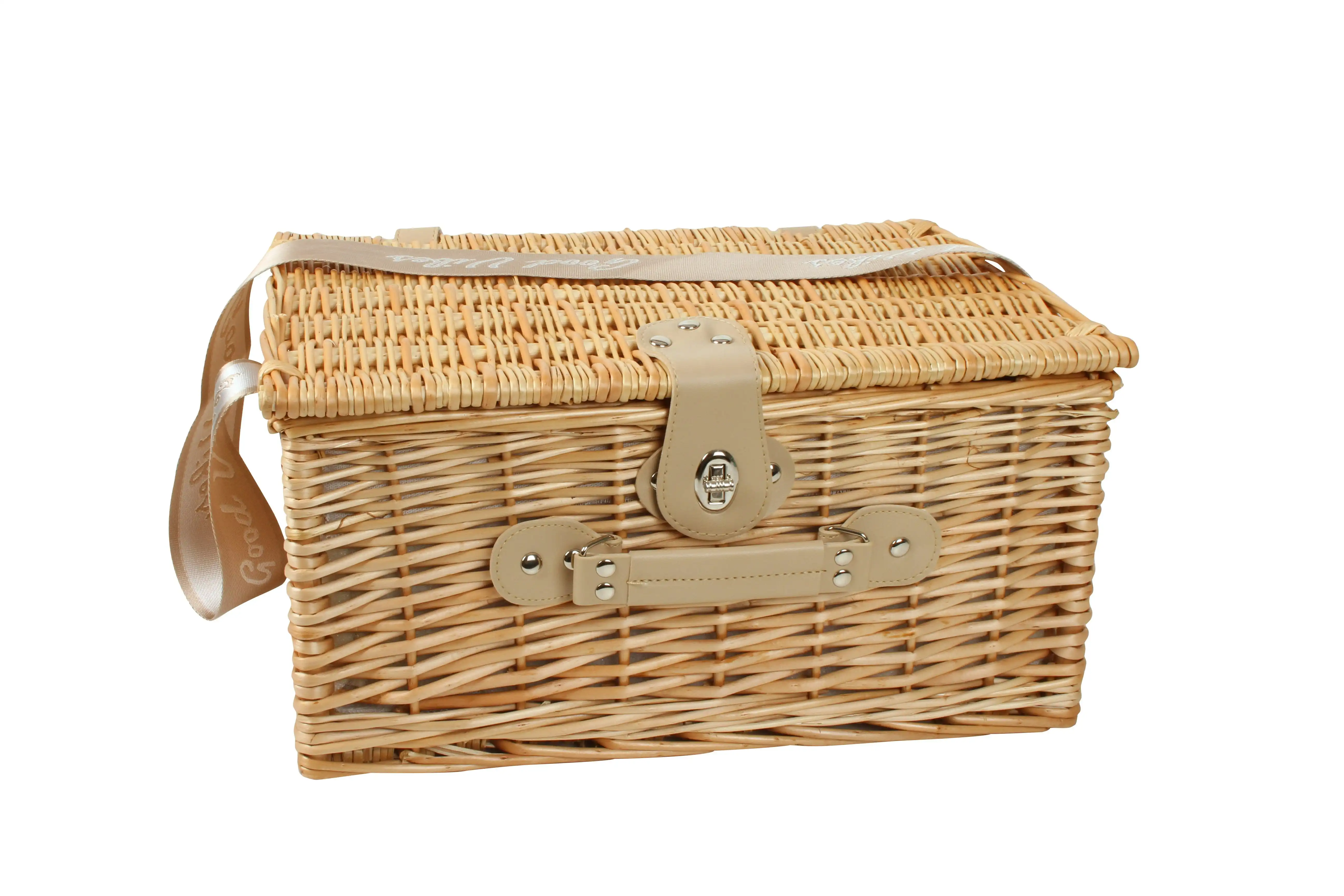 Classic Willow Picnic Basket with carry strap