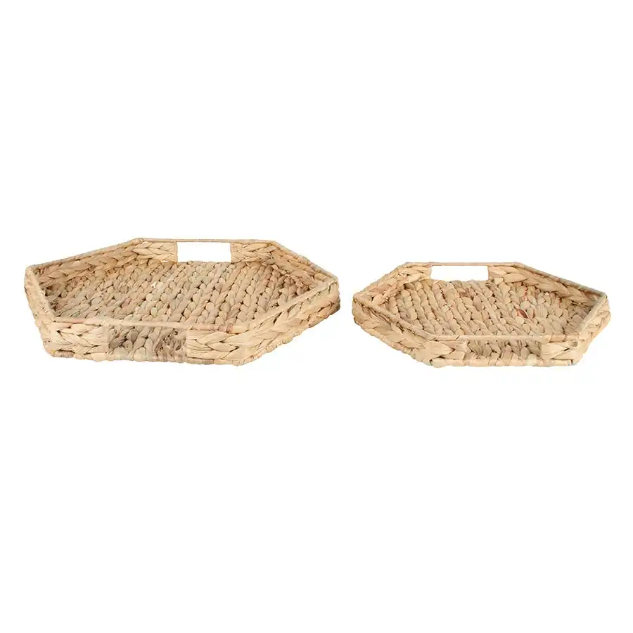 Walu Set Of 2 Waterhyacinth Hexagon Display Trays