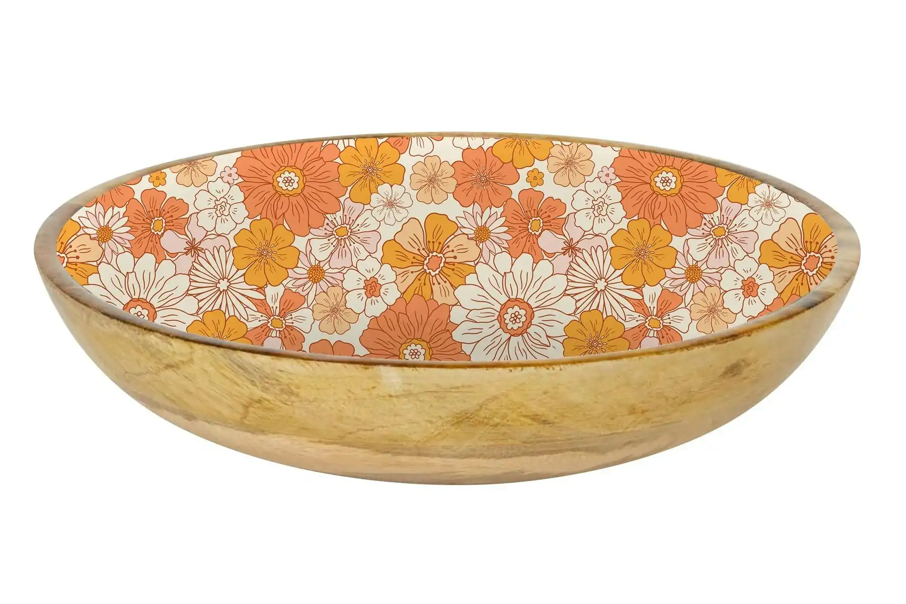 Round Enamel Salad Bowl Round - Hippie Daisies 32cm