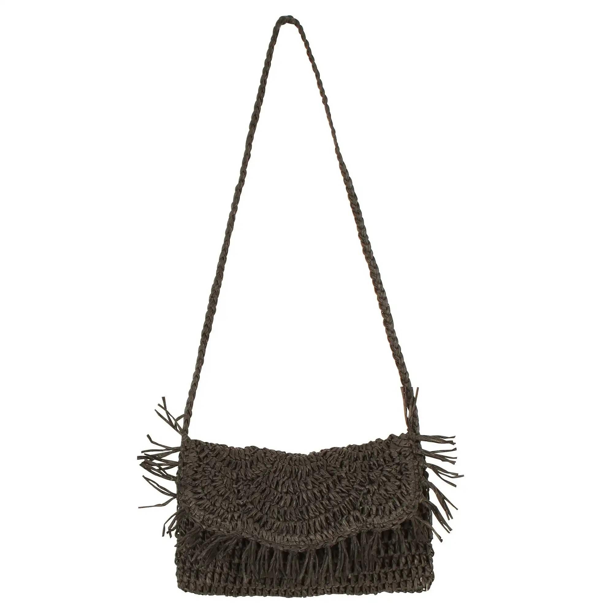 Trina Black Shoulder Paper Weave Bag