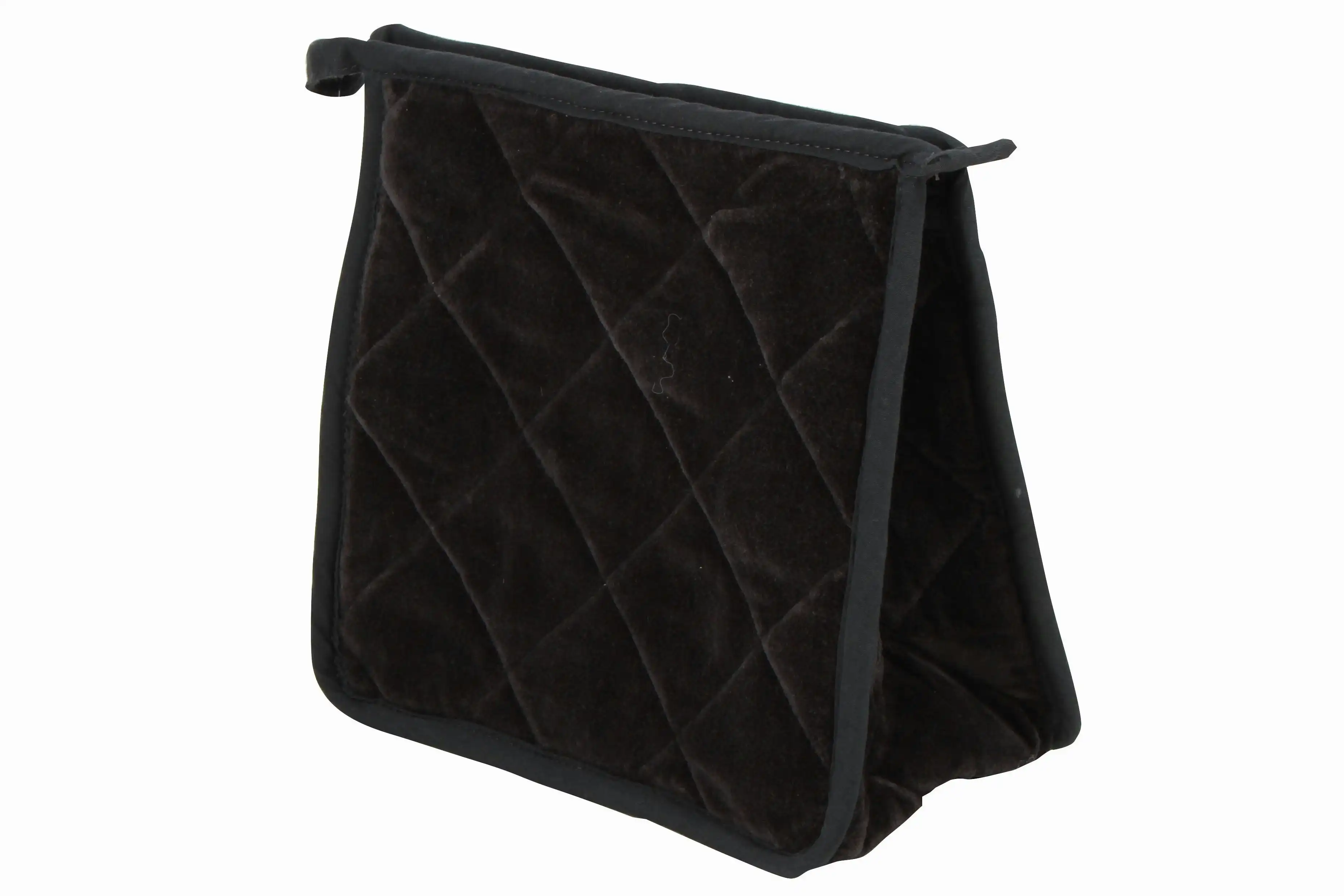 Tiffany Quilted Velvet Cosmtcs Pouch Black 20 x 18 x 8cm