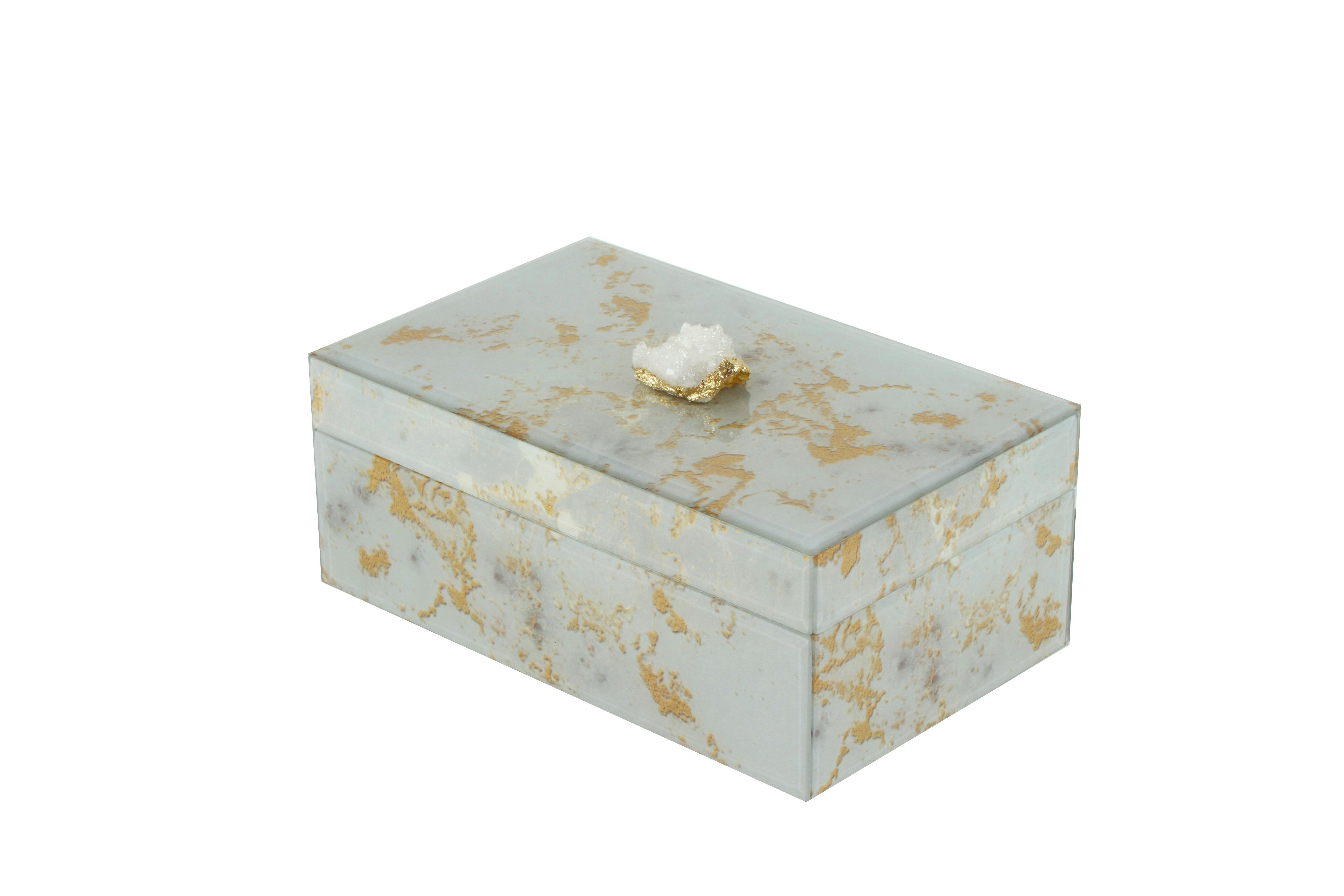 Wilbur Agate Design Glass Dresser Box 21 x 13 x 9cm