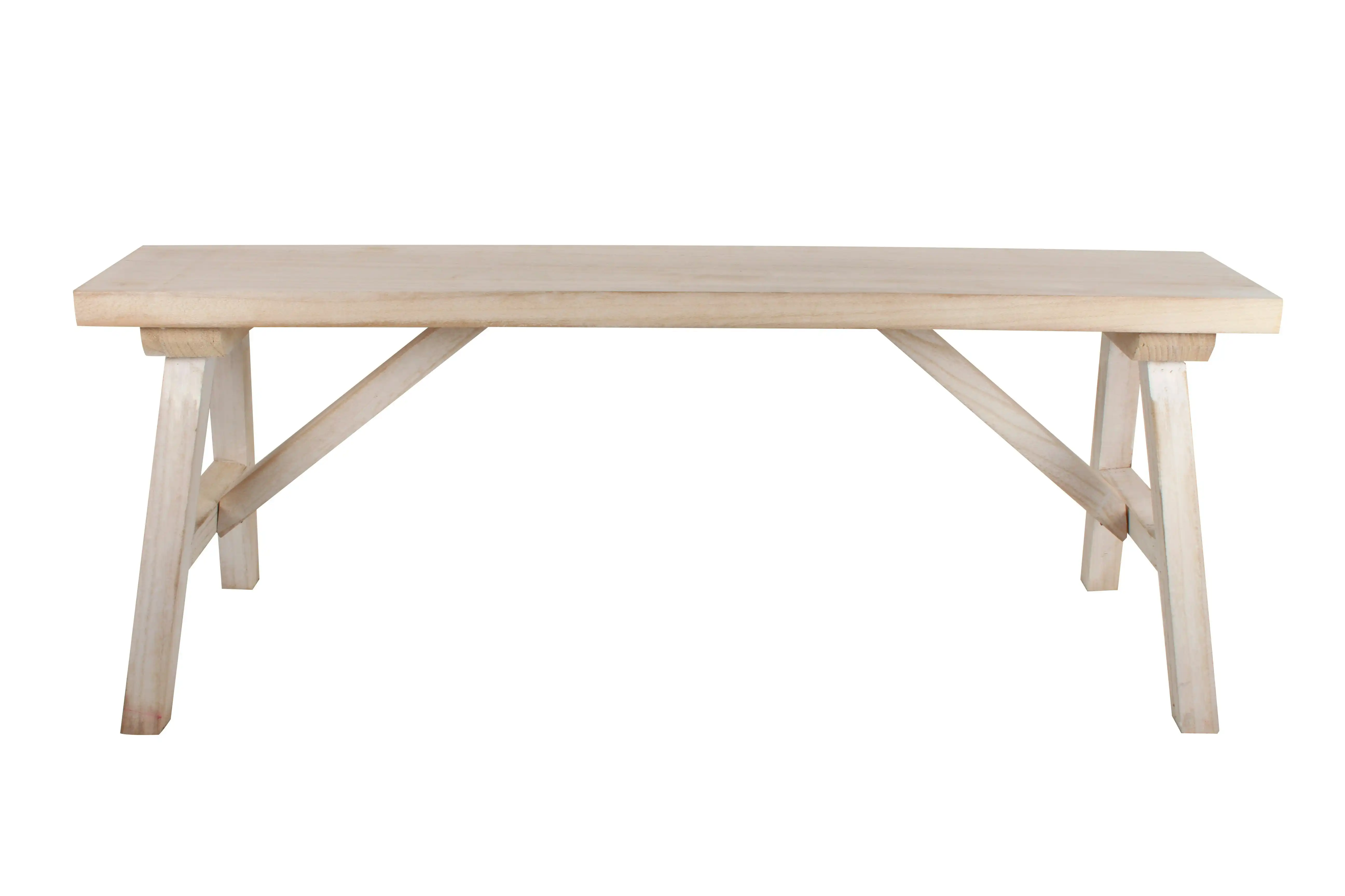 White Wash, Wood Bench, Knock Down, 120 x 45 x 39cm