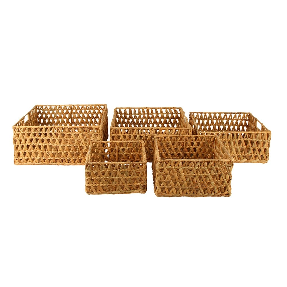 5pc Maine & Crawford Poe 45/37/31/26/23cm Water Hyacinth Basket Storage Set