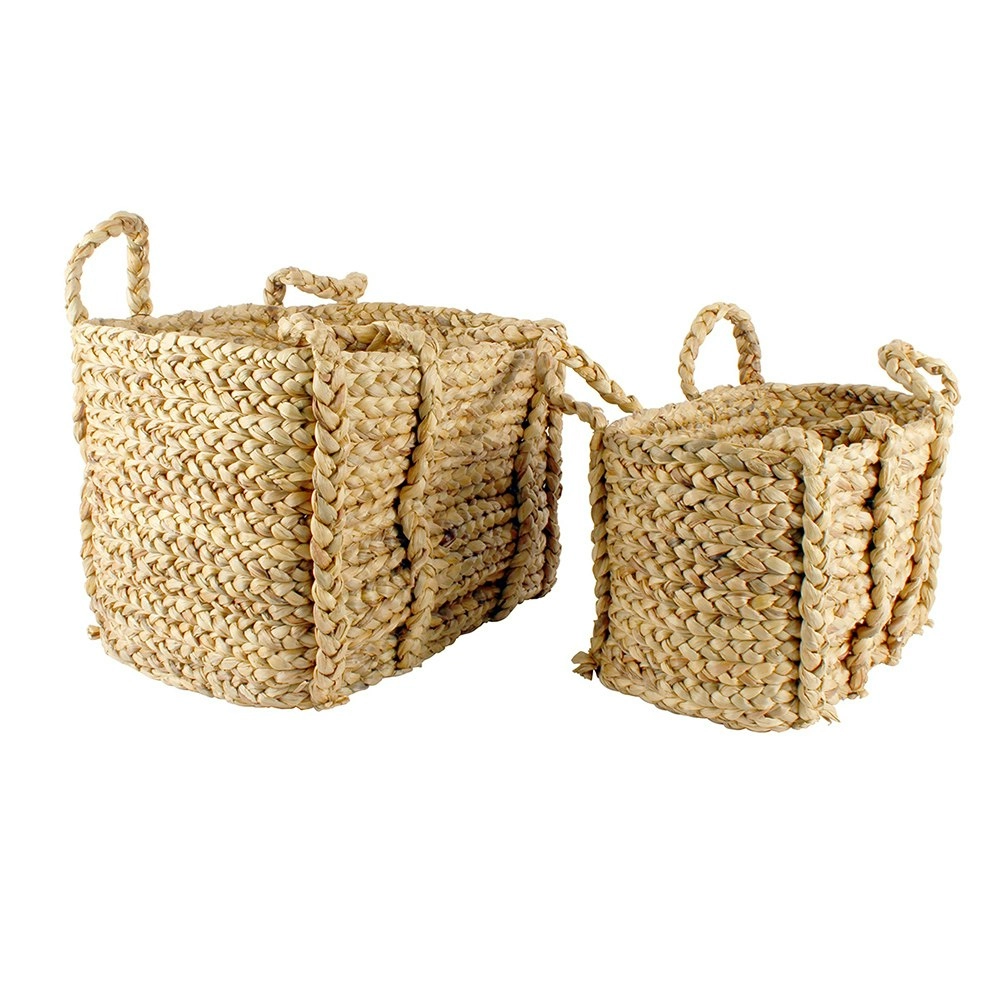 2pc Maine & Crawford Carlina 45/55cm Woven Storage Basket Set w/ Handle Natural