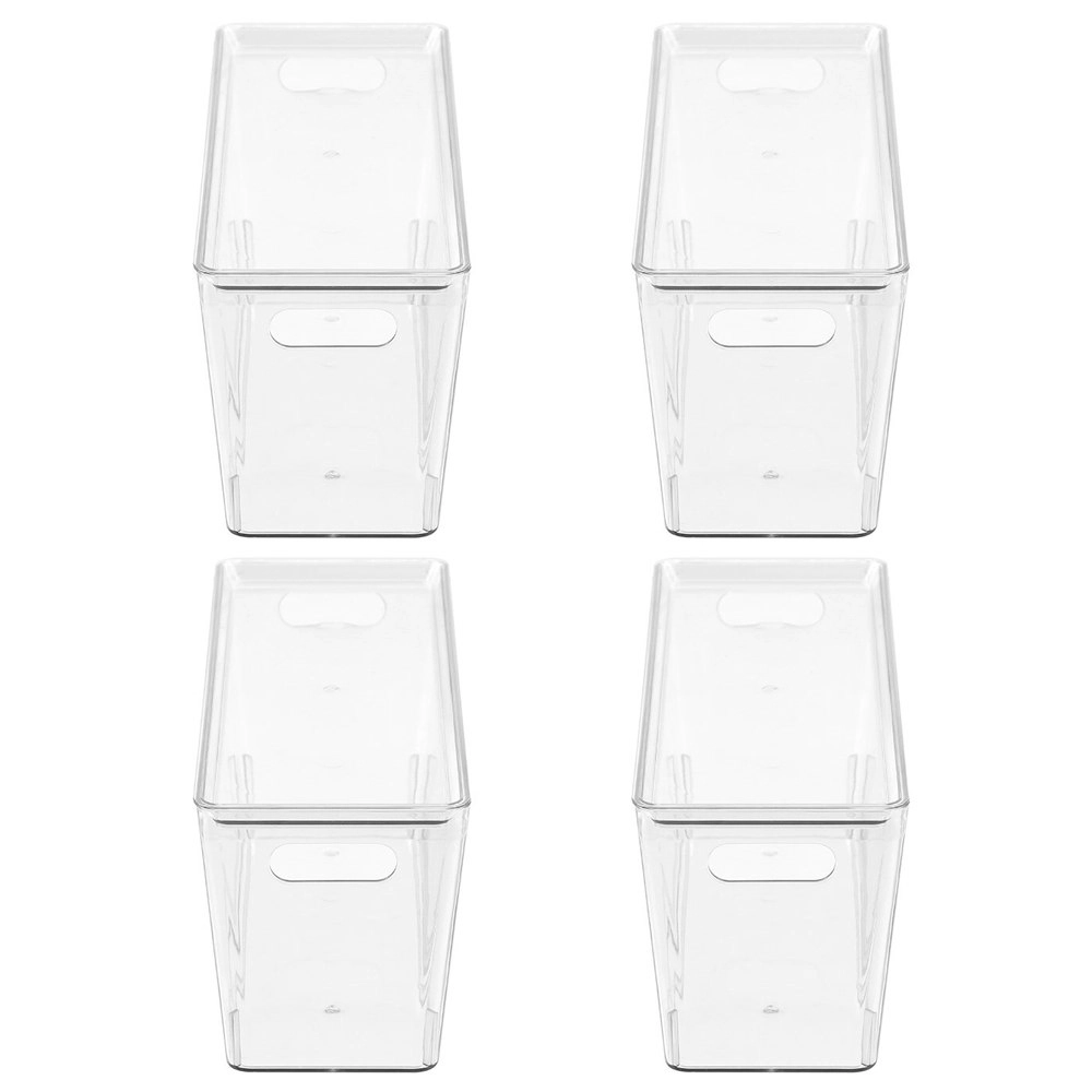 4x Boxsweden Crystal Tidy Box 34cm/5L Storage w/ Lid Stackable Organiser Clear