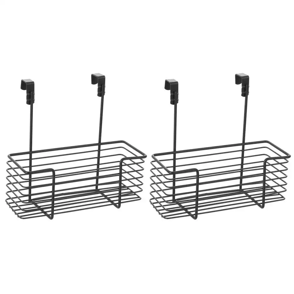 2x Boxsweden 24cm Wire Over Door Caddy Hanging Storage Rack Organiser Medium BLK