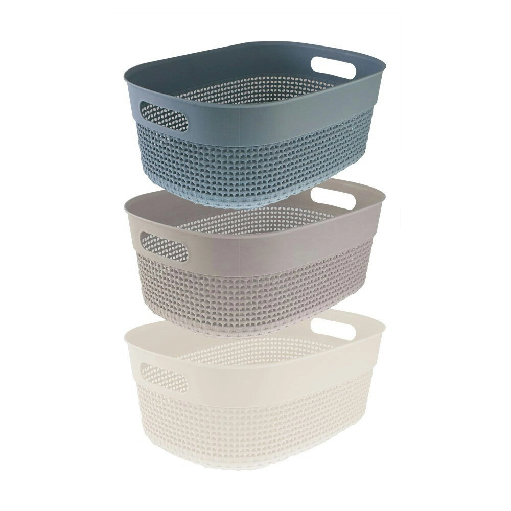 3x Boxsweden Logan Baskets X-Large 38cm Home Storage Organiser Containers Asst.