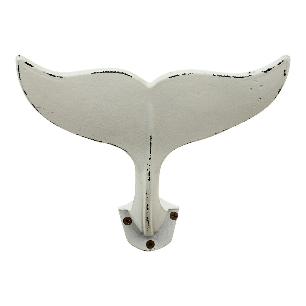 Metal 23cm Whale Tail Hook Wall Mounted Clothes Hanger/Holder Home Decor White