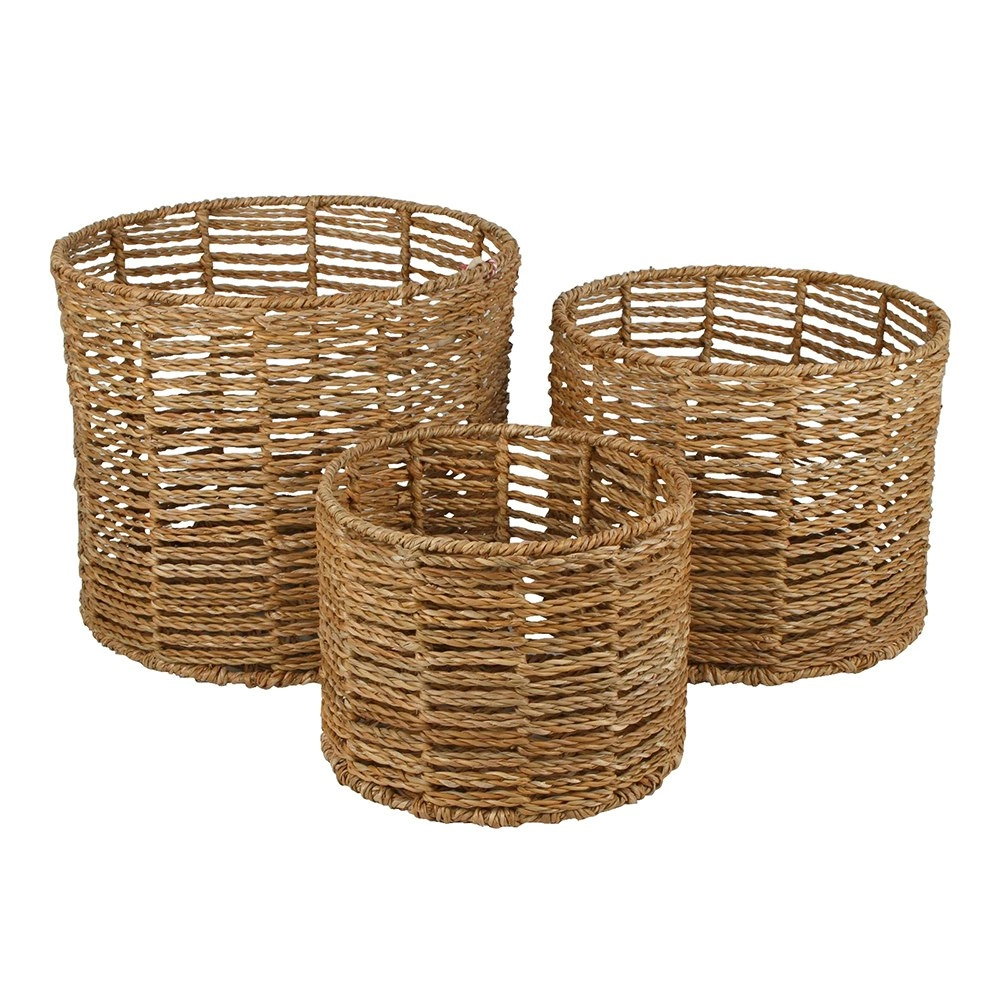 3pc Maine & Crawford Arltunga 25/30/35cm Seagrass Basket Storage Set Natural