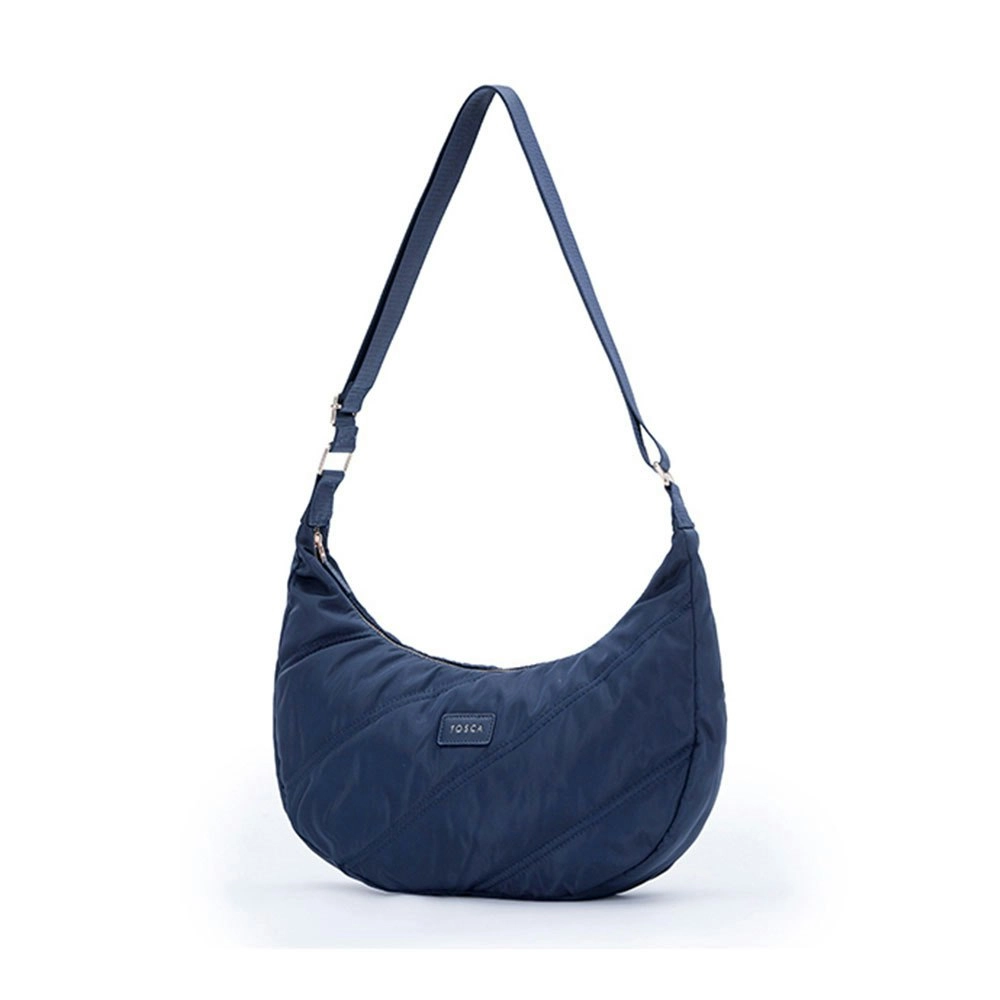 Tosca Everyday Hobo Shoulder Compact Crescent Purse Handbag Navy Stitch