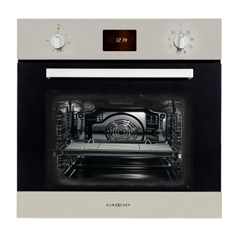 EuroChef 80L Electric Oven Built-in Fan Forced Wall Oven Stainless Steel 240V 2000W