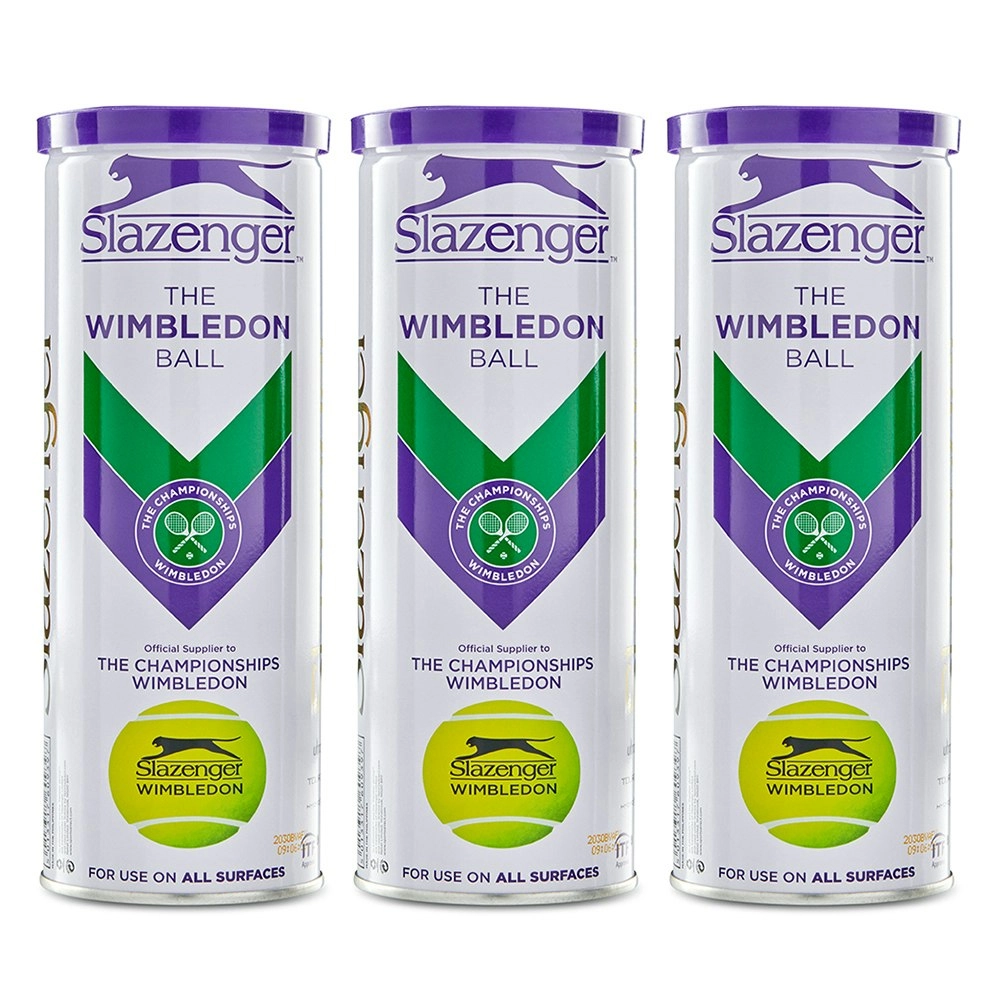 9x Slazenger Wimbledon The Championships All Surface Tennis Balls Tin Tube