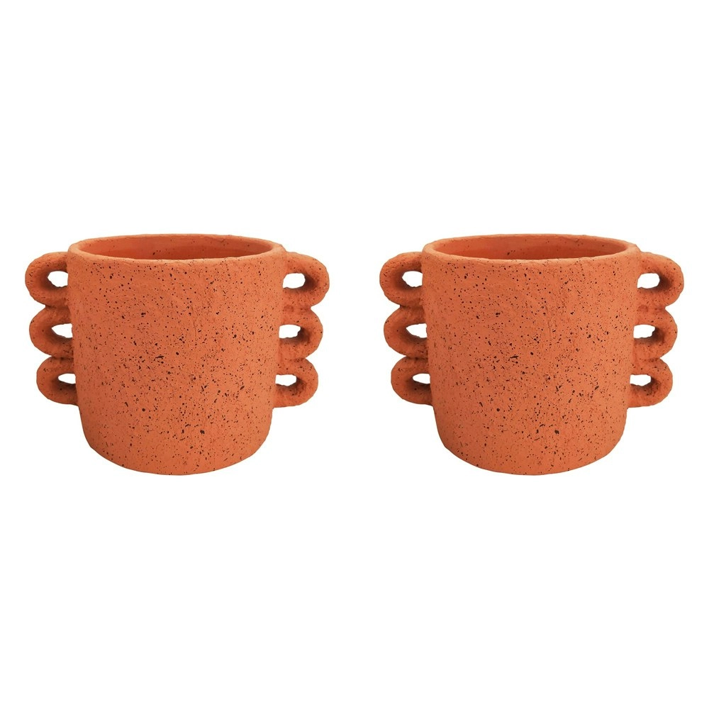 2x Urban Dayze 16.5cm Concrete Planter Flower/Plant Pot Home Decor Medium Sienna