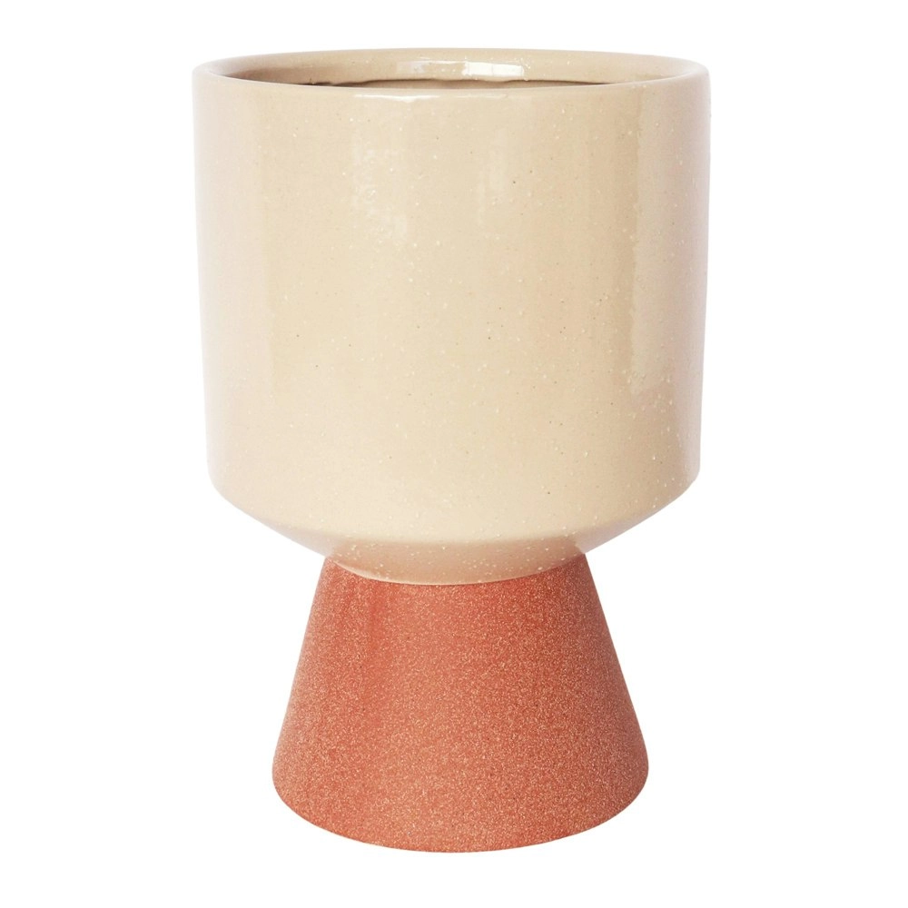 Urban Brynn 24cm Ceramic Tall Planter Flower/Plant Pot Large White/Terracotta