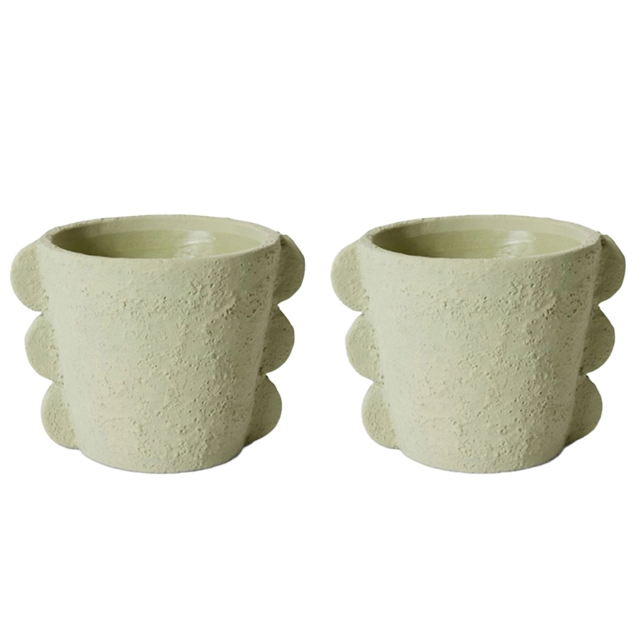 2x E Style Sutton 22cm Cement Plant Pot Flower Planter Holder Home Decor GRN