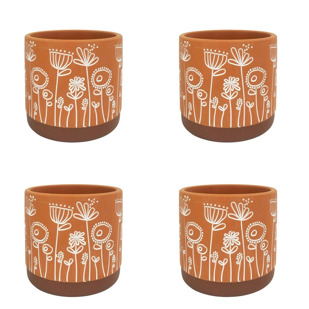 4x Urban Bree 11cm Ceramic Planter Flower/Plant Pot Home Decor Small Terracotta