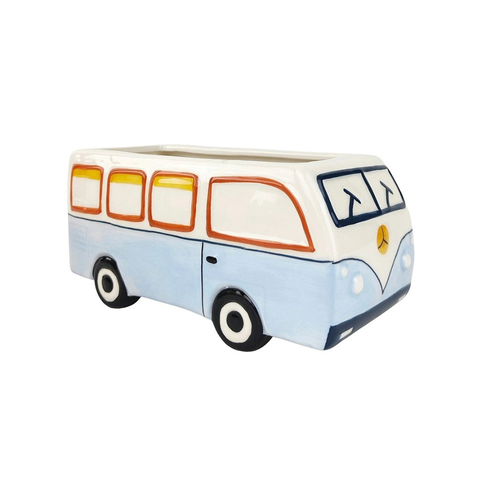 Urban 22cm Retro Kombi Van Ceramic Planter Garden Decor Plant/Flower Pot Blue