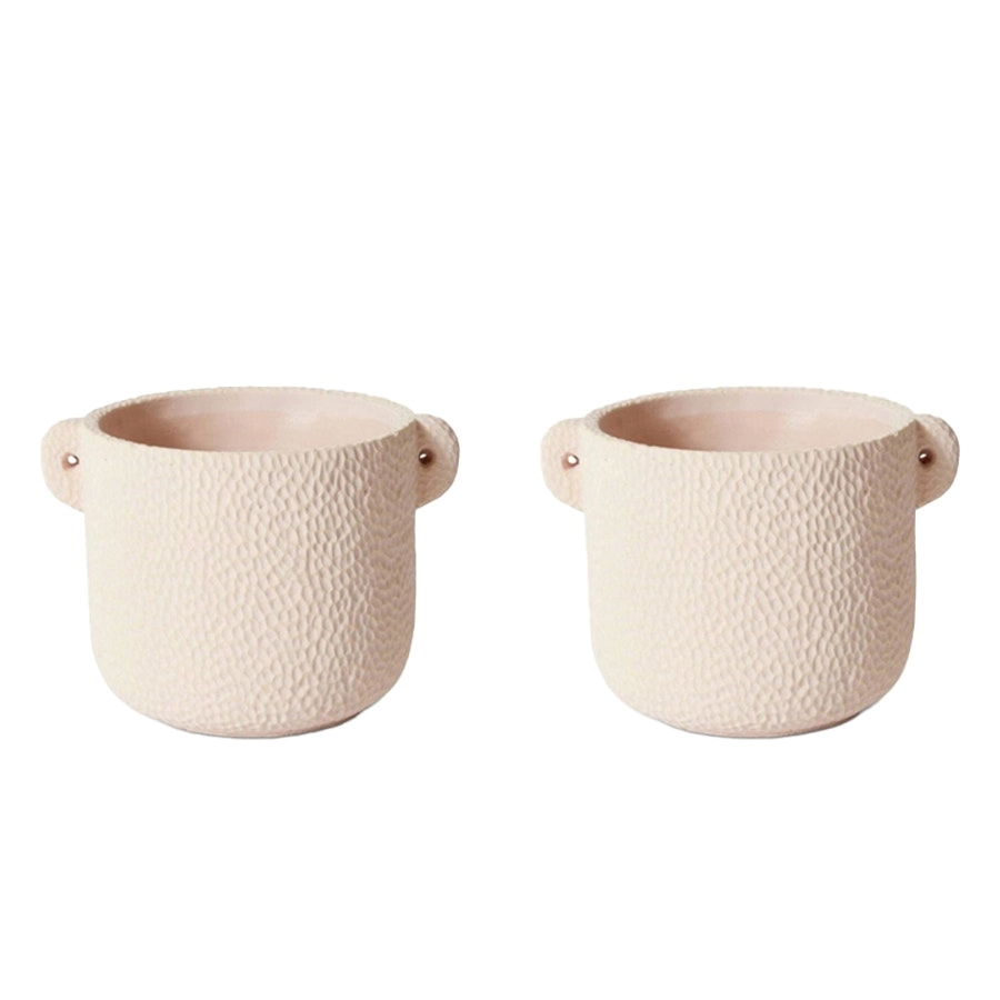 2x E Style Isadora 23cm Cement Plant Pot Home Decorative Planter Round Pink