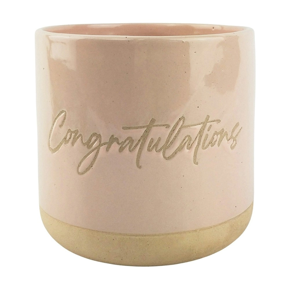 Urban Congratulations 13cm Ceramic Planter Outdoor Garden Plant Pot Pink/Sand