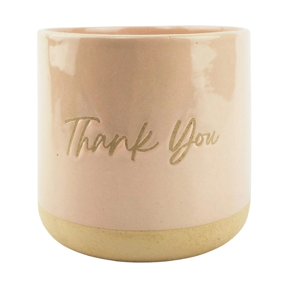 Urban Thank You 13cm Ceramic Planter Home/Outdoor Garden Plant Pot Pink/Sand