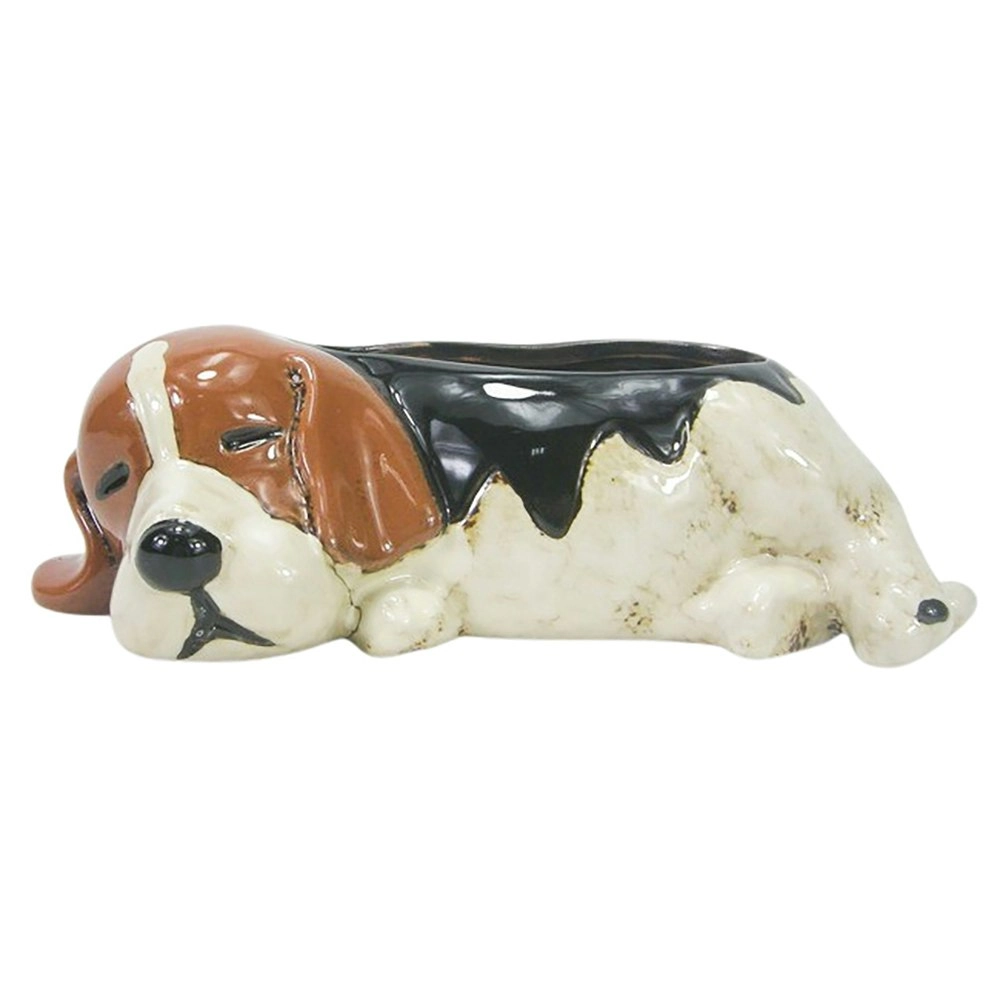 Urban Products 25cm Ceramic Beagle Planter Flower Pot Home Decor - Brown