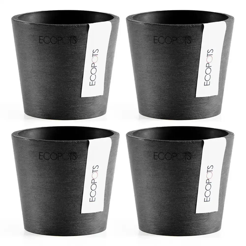 4x Ecopots Amstersdam Mini 10.5cm Home Indoor/Outdoor Garden Plant Pot Dark Grey