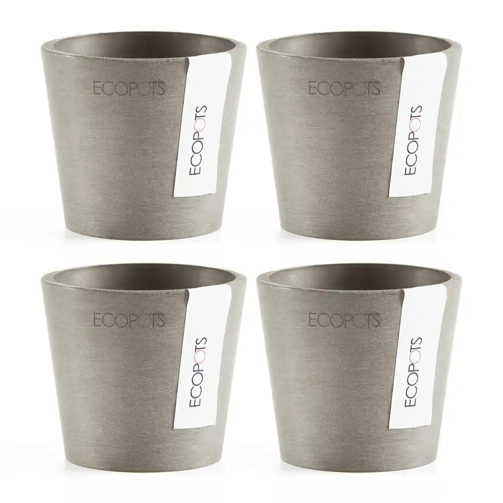 4x Ecopots Amstersdam Mini 10.5cm Home Indoor/Outdoor Garden Plant Pot Taupe