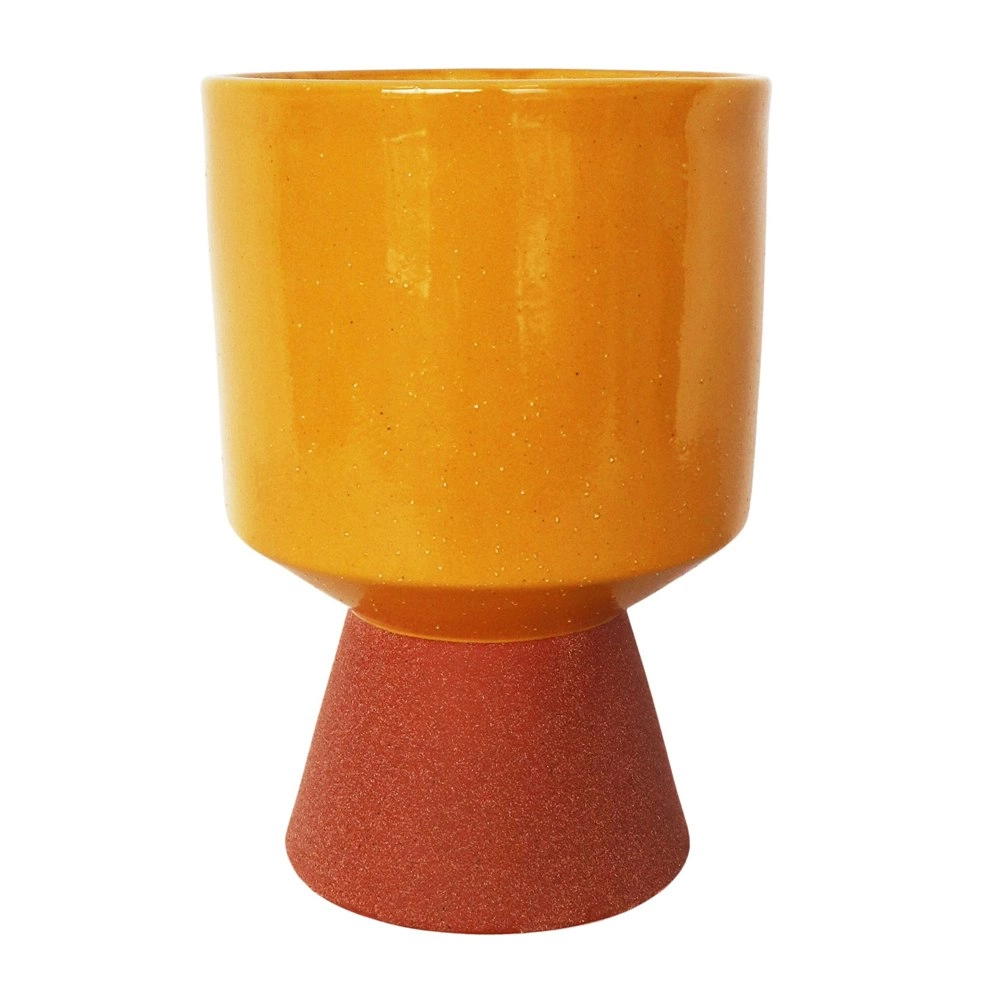 Urban Brynn 24cm Ceramic Tall Planter Flower/Plant Pot Large Mustard/Terracotta