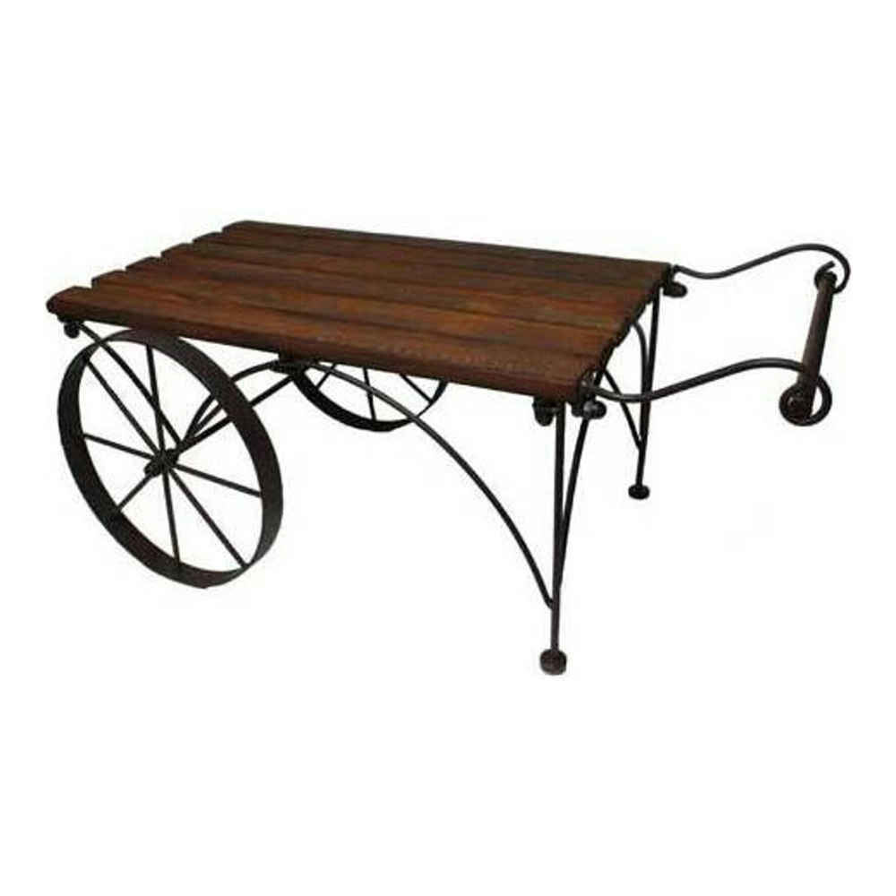 Rustic 66cm Metal Flower Cart Garden/Lawn Display Ornament Decor Small Brown