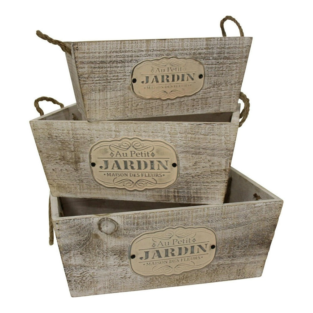 3pc MDF/Jute 23/27/30.5cm Jardin Boxes Rectangle Set Storage Organiser