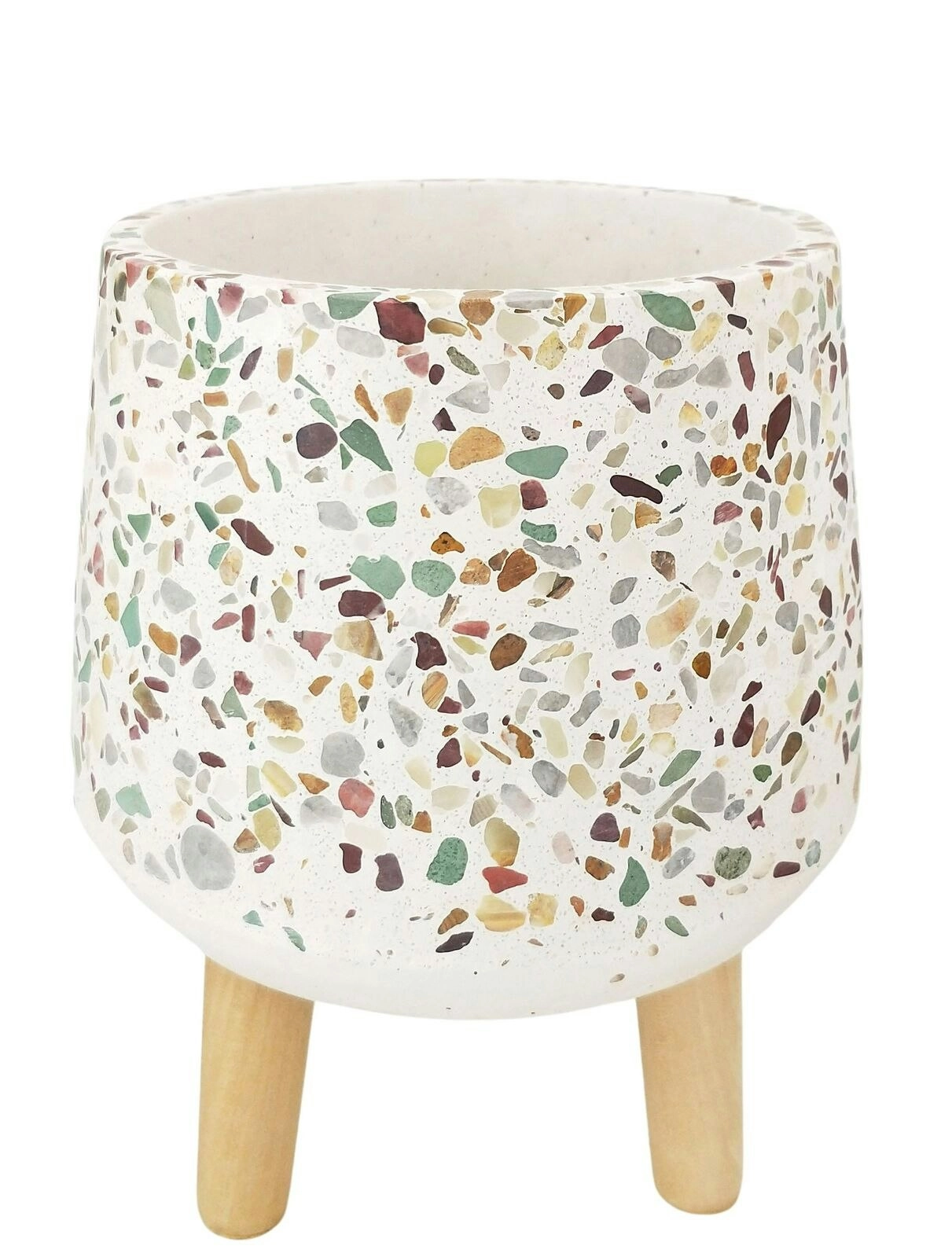 Urban 20cm Terrazzo Planter Home/Garden Decor Plant Pot w/ Legs Green/Mustard