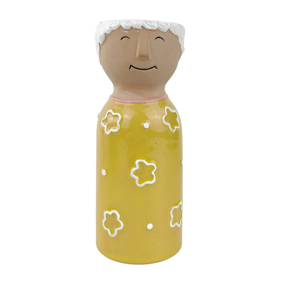 Urban 18cm Grandma Tall Ceramic Planter Garden Decor Plant/Flower Pot Yellow