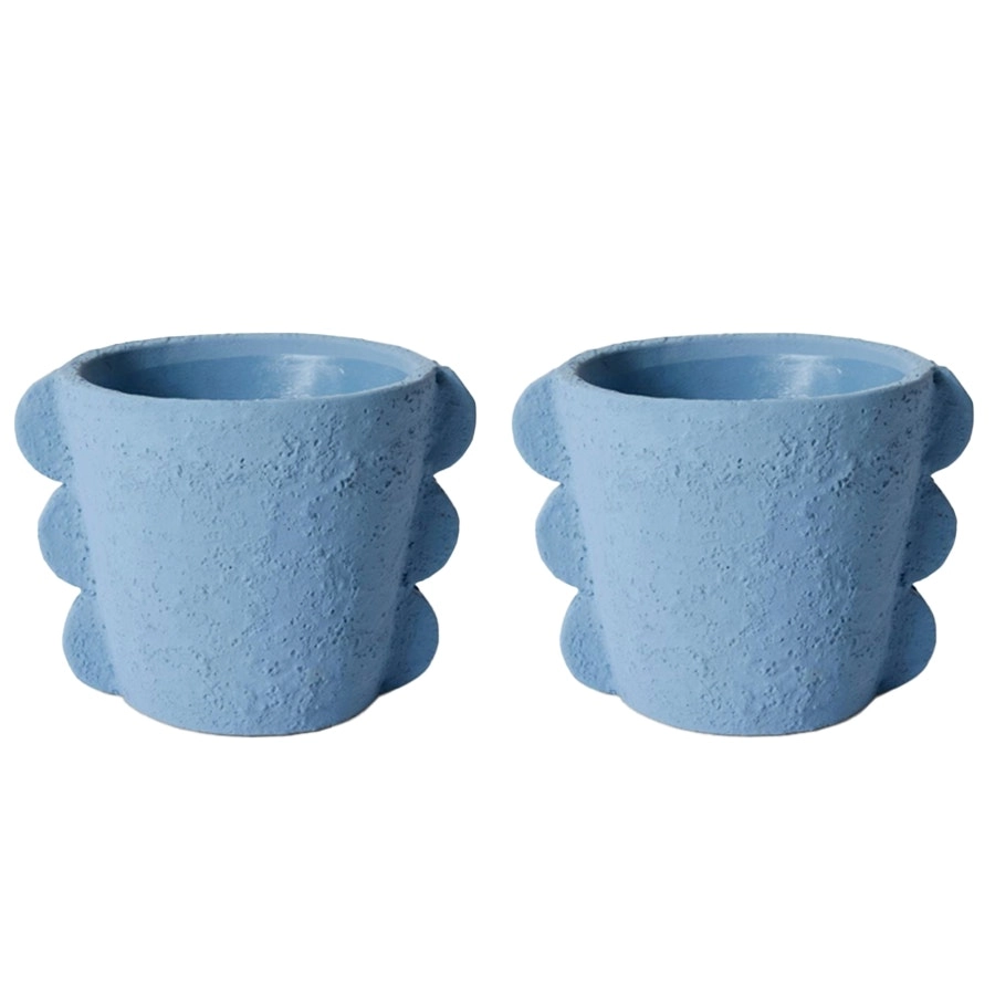 2x E Style Sutton 22cm Cement Plant Pot Flower Planter Holder Home Decor BLU