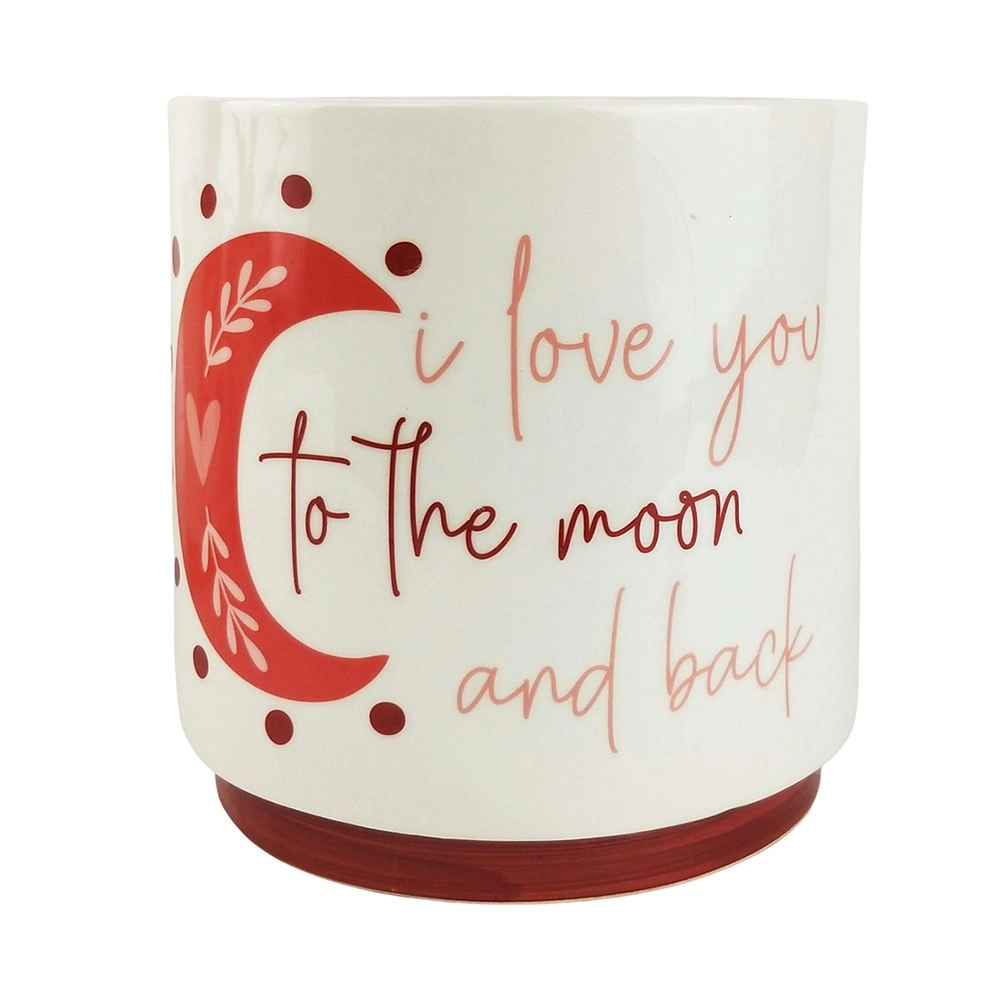 Urban 19cm Ceramic Planter I Love You To The Moon Back Garden Plant Pot Pink