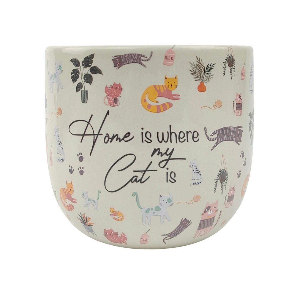 Urban Home Is Where My Cat Is 14cm Ceramic Planter Home Garden Plant Pot Medium