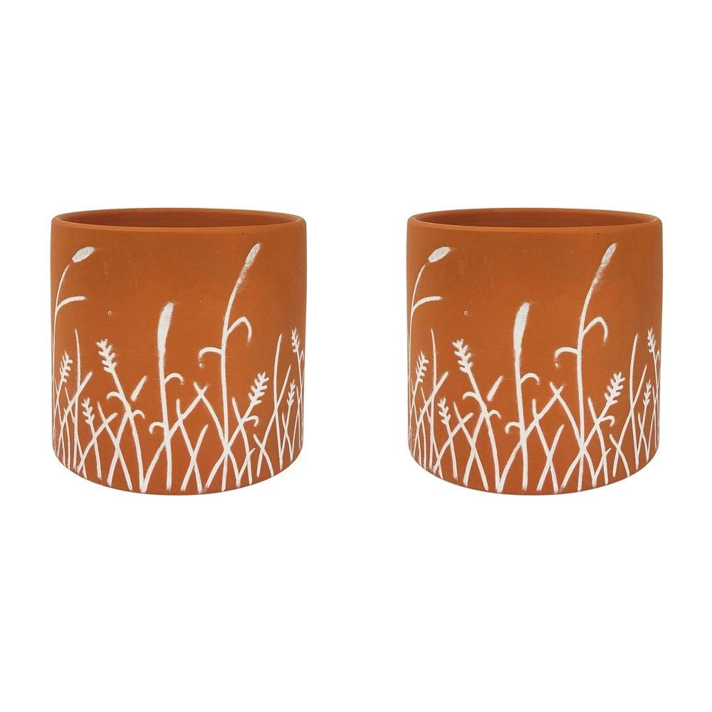 2x Urban Riya 12.5cm Ceramic Flower/Plant Pot Planter Garden Decor M Terracotta