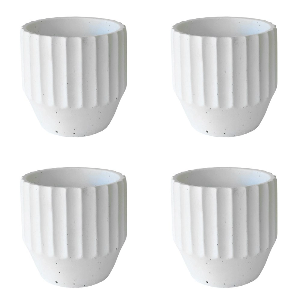 4x Urban Aylin 12cm Concrete Planter Flower/Plant Pot Small Home Decor White