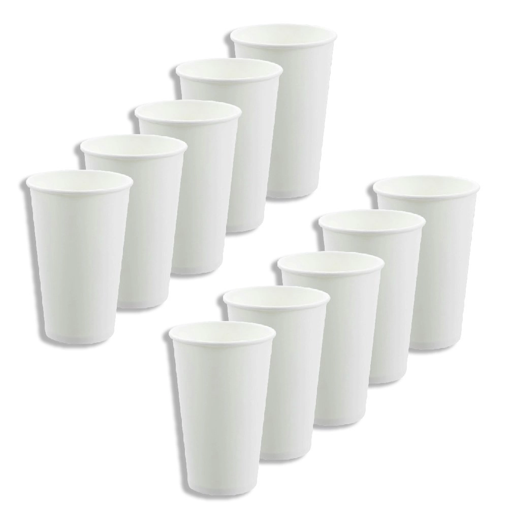 10x 20PK Lemon & Lime 480ml Disposeable Eco Paper Cup Drinking Water/Coffee WHT