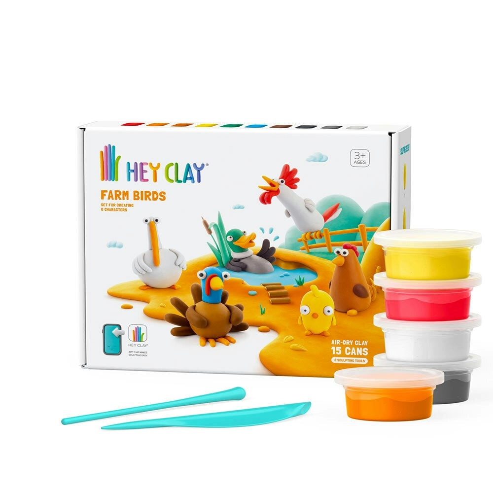 17pc Hey Clay Farm Birds Childrens Creative Art/Craft Modelling Clay Set 6-36m