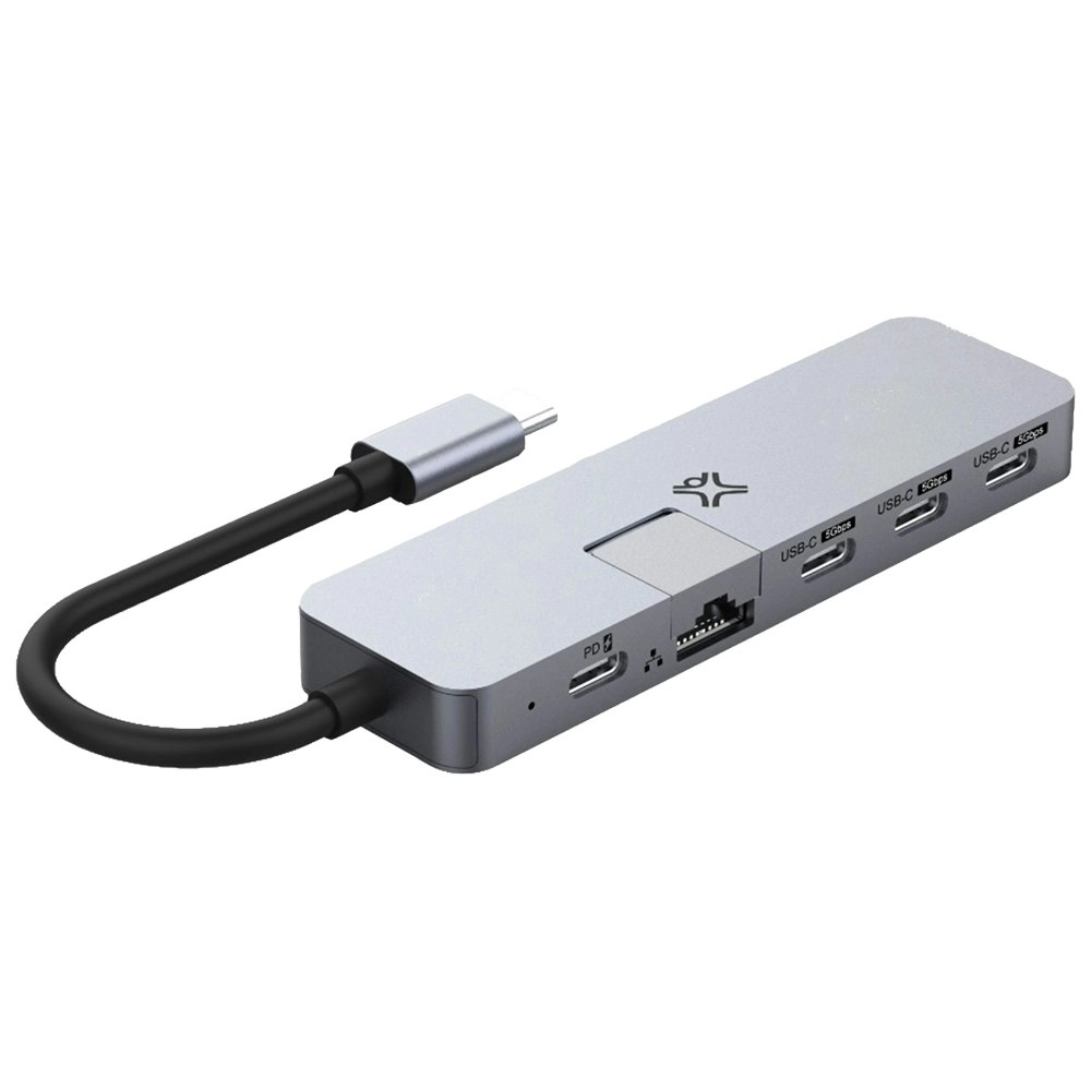 Xtrememac 5-Port USB-C/Ethernet RJ45 Adapter Computer/Laptop Hub Max Pro 100W